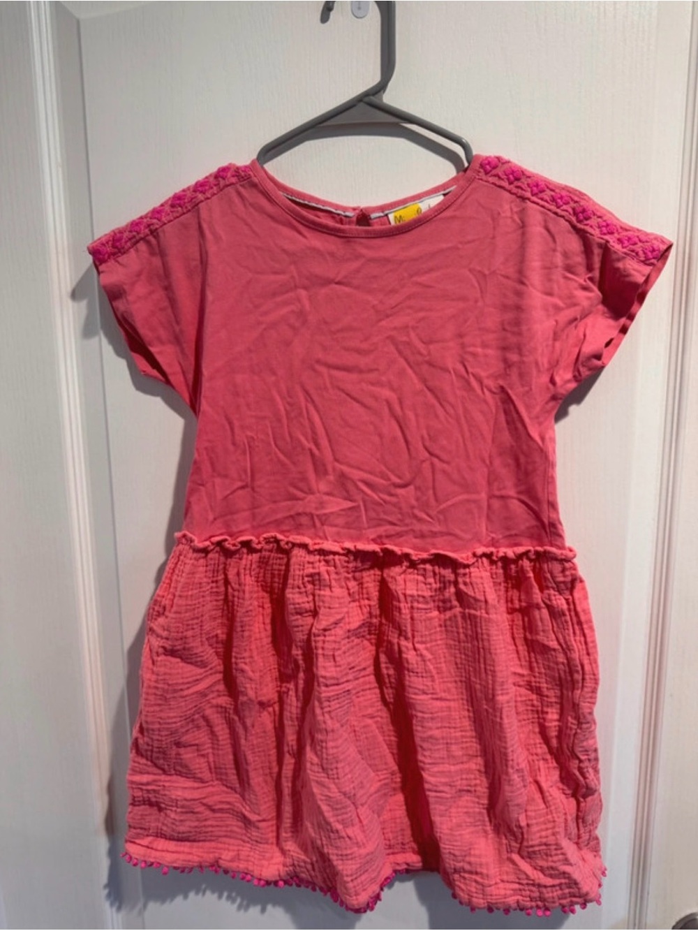Mini Boden Coral Pink Short Sleeve Tiered Dress